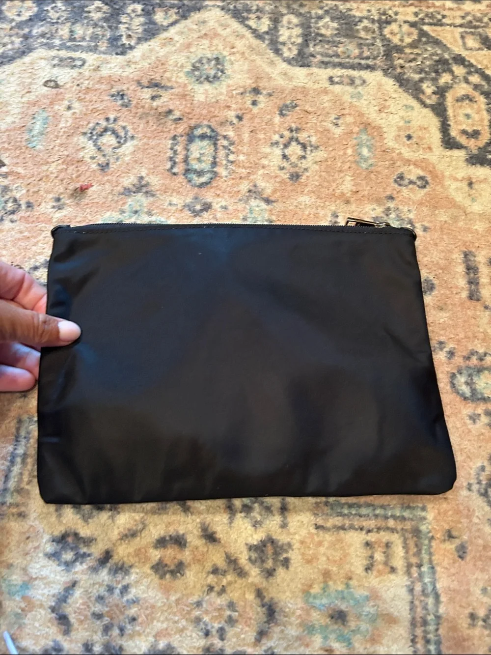 Tumi Black Soft Nylon Pouch with Gold Logo